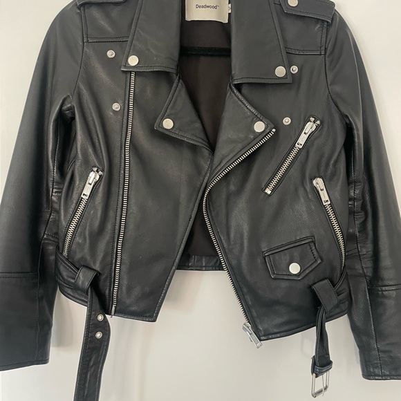 Women's Black Biker Jacket - Picture 2 of 3